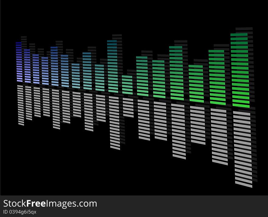 Audio equalizer on black/white background