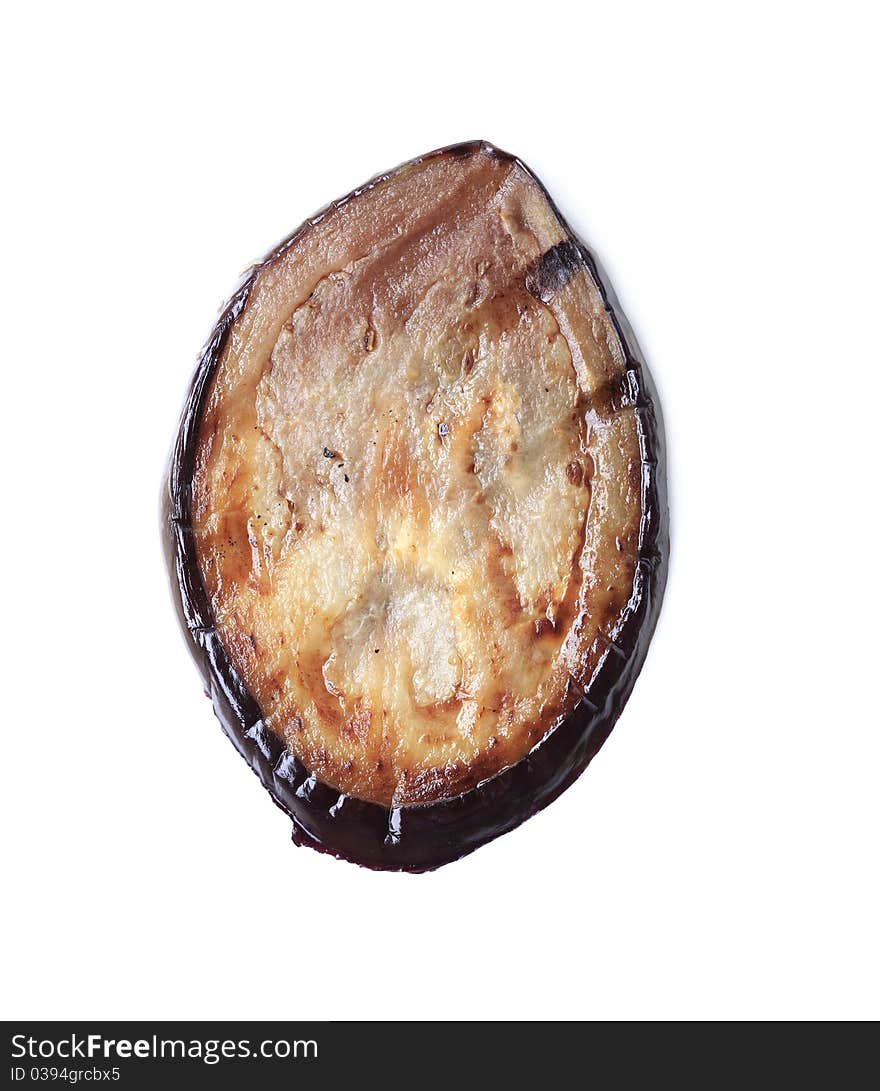 One thin slice of grilled aubergine