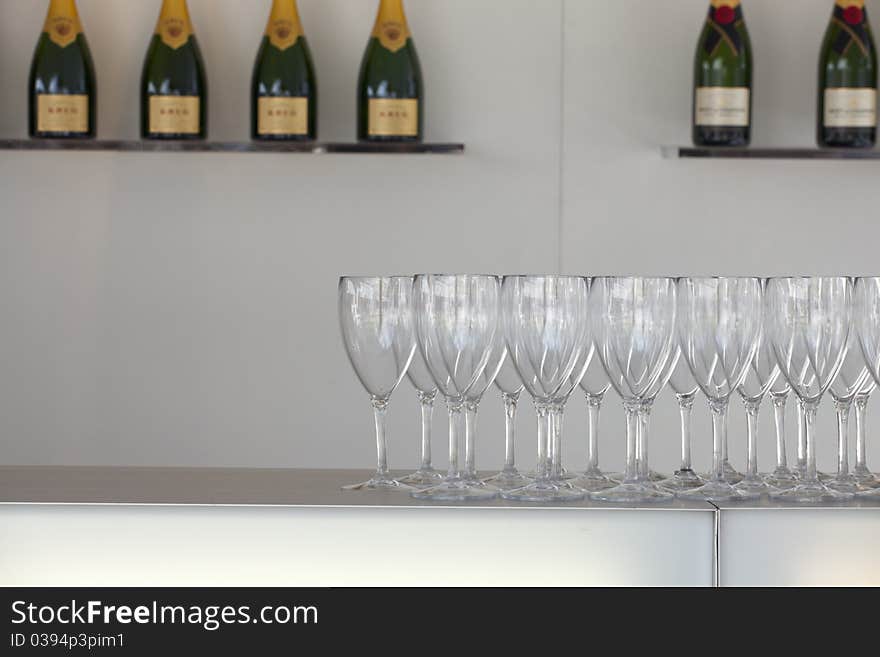 Champagne glasses on the table