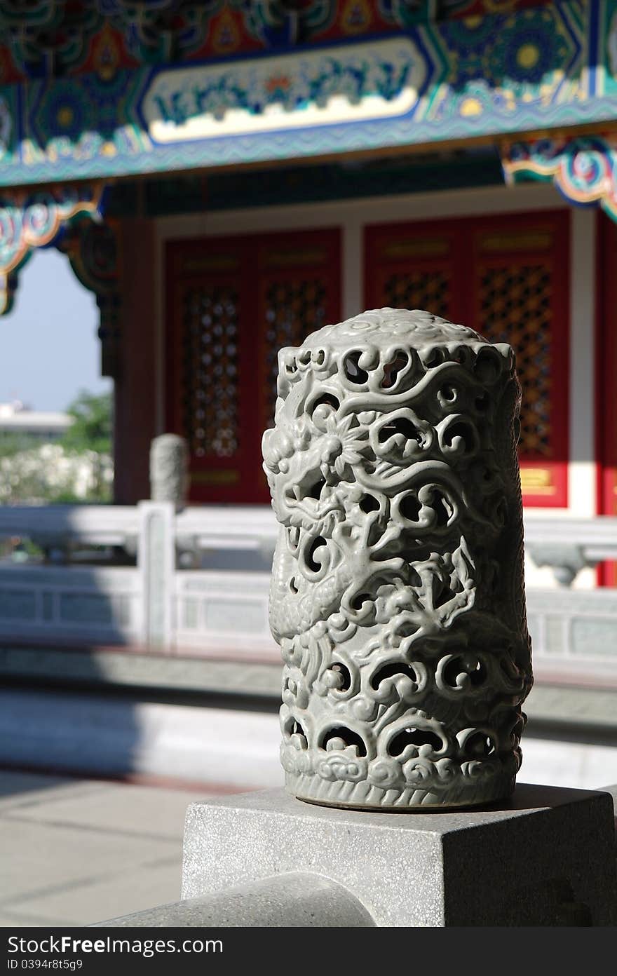 Chinese dragon lamp in Chinese temple. Chinese dragon lamp in Chinese temple