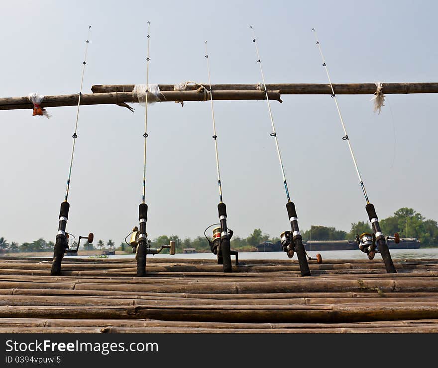 Fishing Poles on Pier