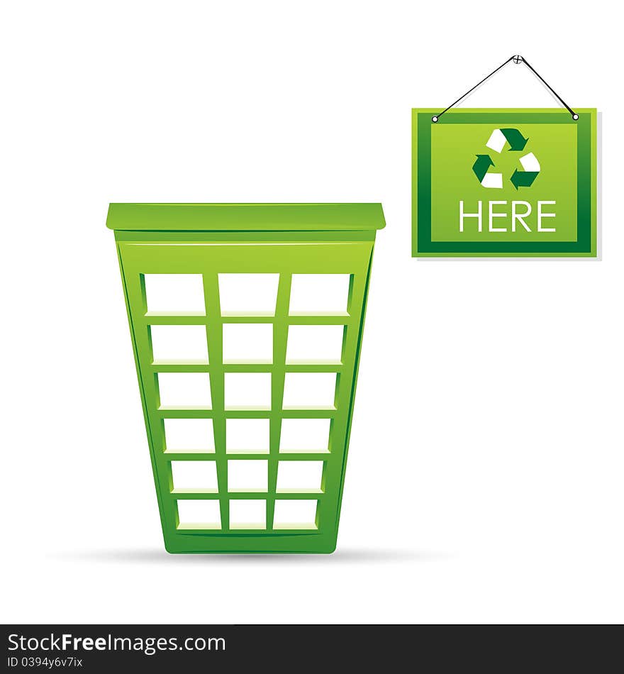 Illustration of recycle bin on white background