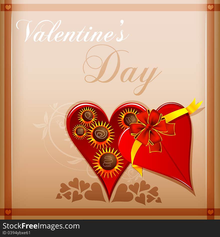 Illustration of abstract valentine card on abstract background