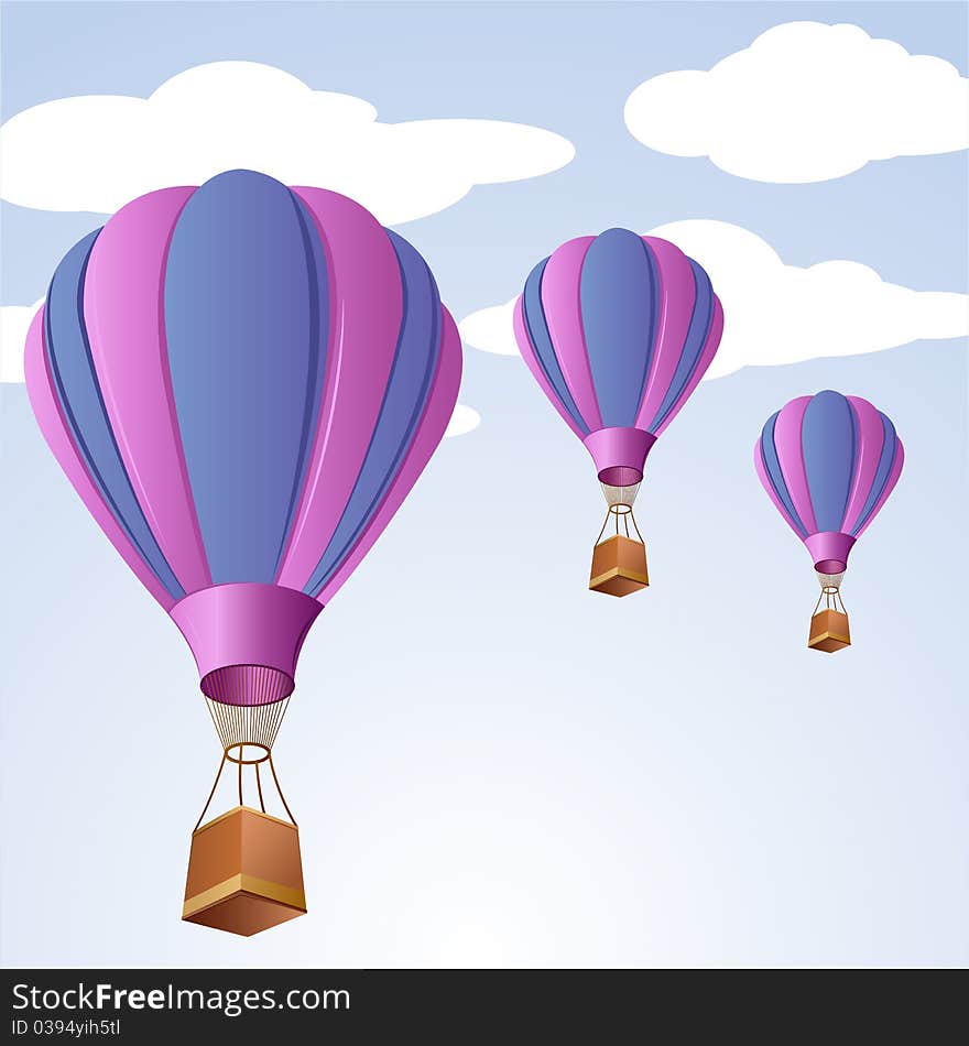 Illustration of parachute in sky on abstract background