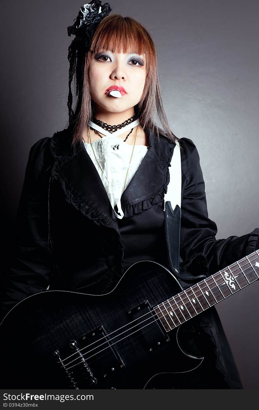 Gothic girl and her guitar. Gothic girl and her guitar