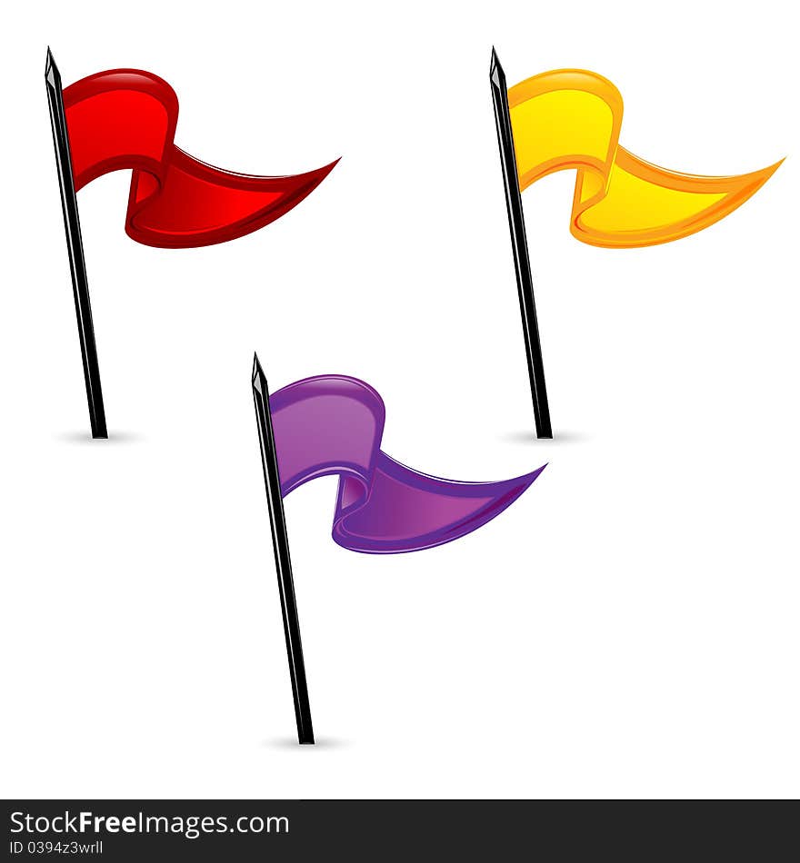 Illustration of set of flags on white background