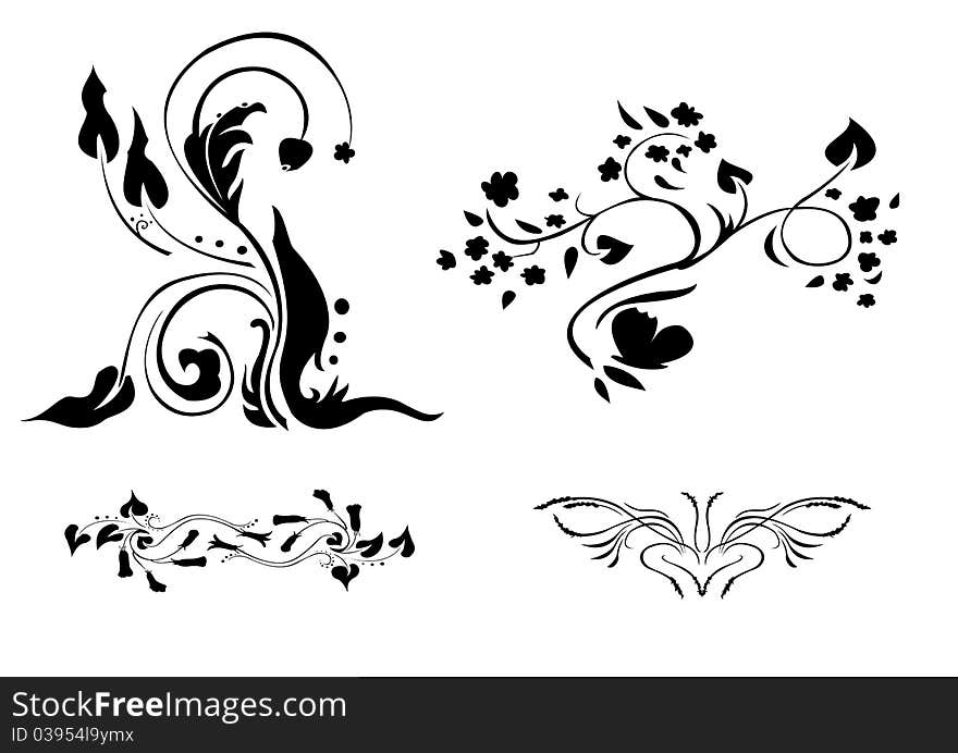 Vector illustraition of retro abstract floral swirl elements. Vector illustraition of retro abstract floral swirl elements