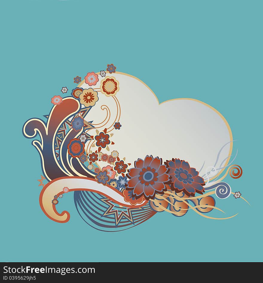 Vector illustraition of elegant floral frame with heart shape