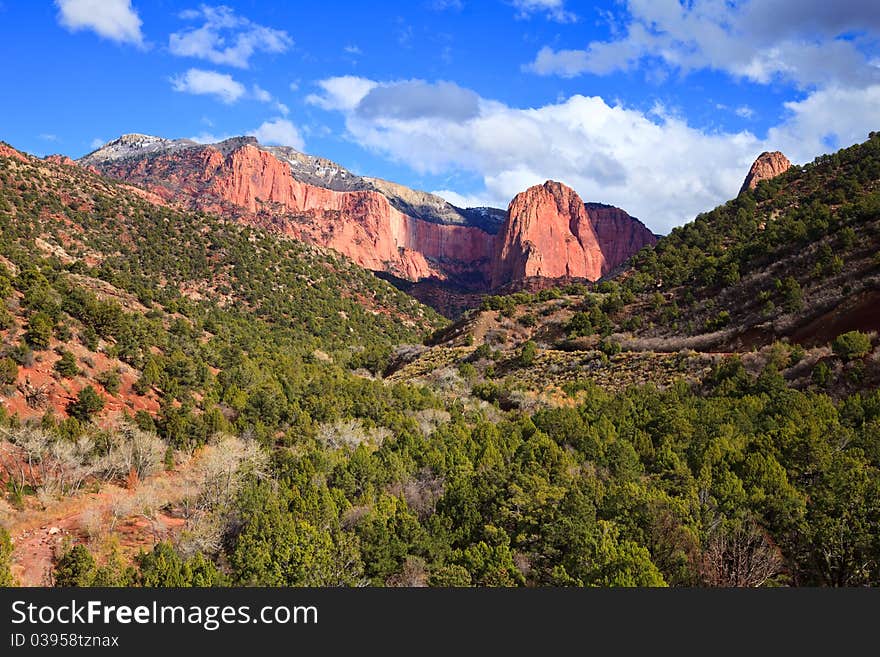 Beautiful view of Kolob Finger Canyons at Zion Canyon National Park, Utah. Beautiful view of Kolob Finger Canyons at Zion Canyon National Park, Utah.