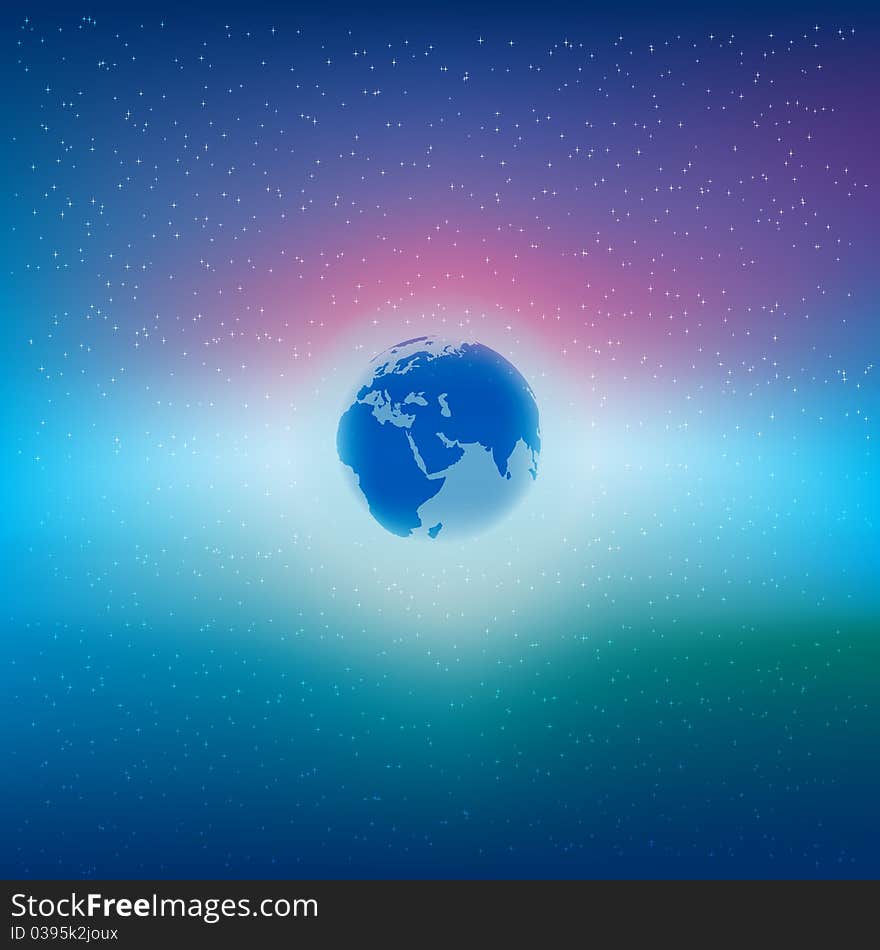 Abstract background with earth and stars on blue. Abstract background with earth and stars on blue