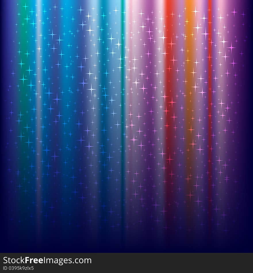 Abstract color background with stars on black. Abstract color background with stars on black