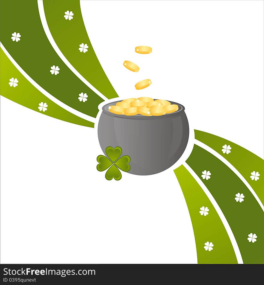 St. patrick's day background with pot of money