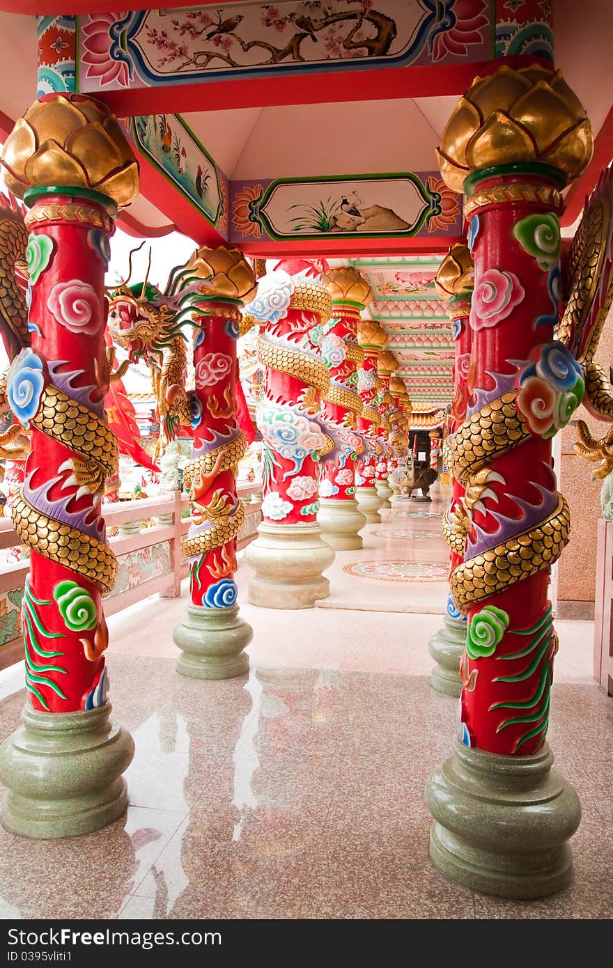 A Beautiful Corridor in Chinese Temple