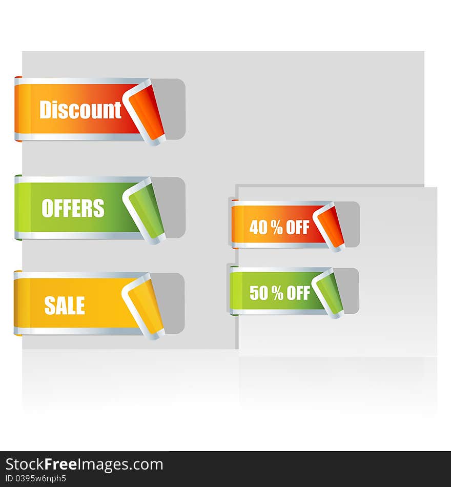 Illustration of sale tags on white background