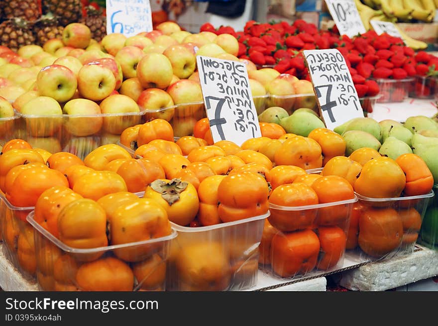 Close up of fruits on market stand