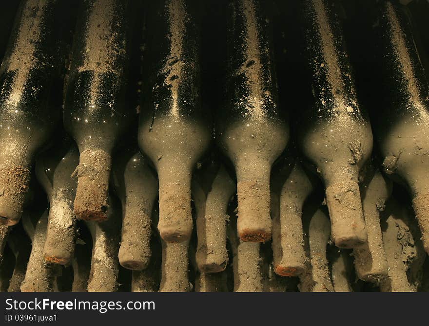 Collection wine in basement under the layer of dus. Collection wine in basement under the layer of dus