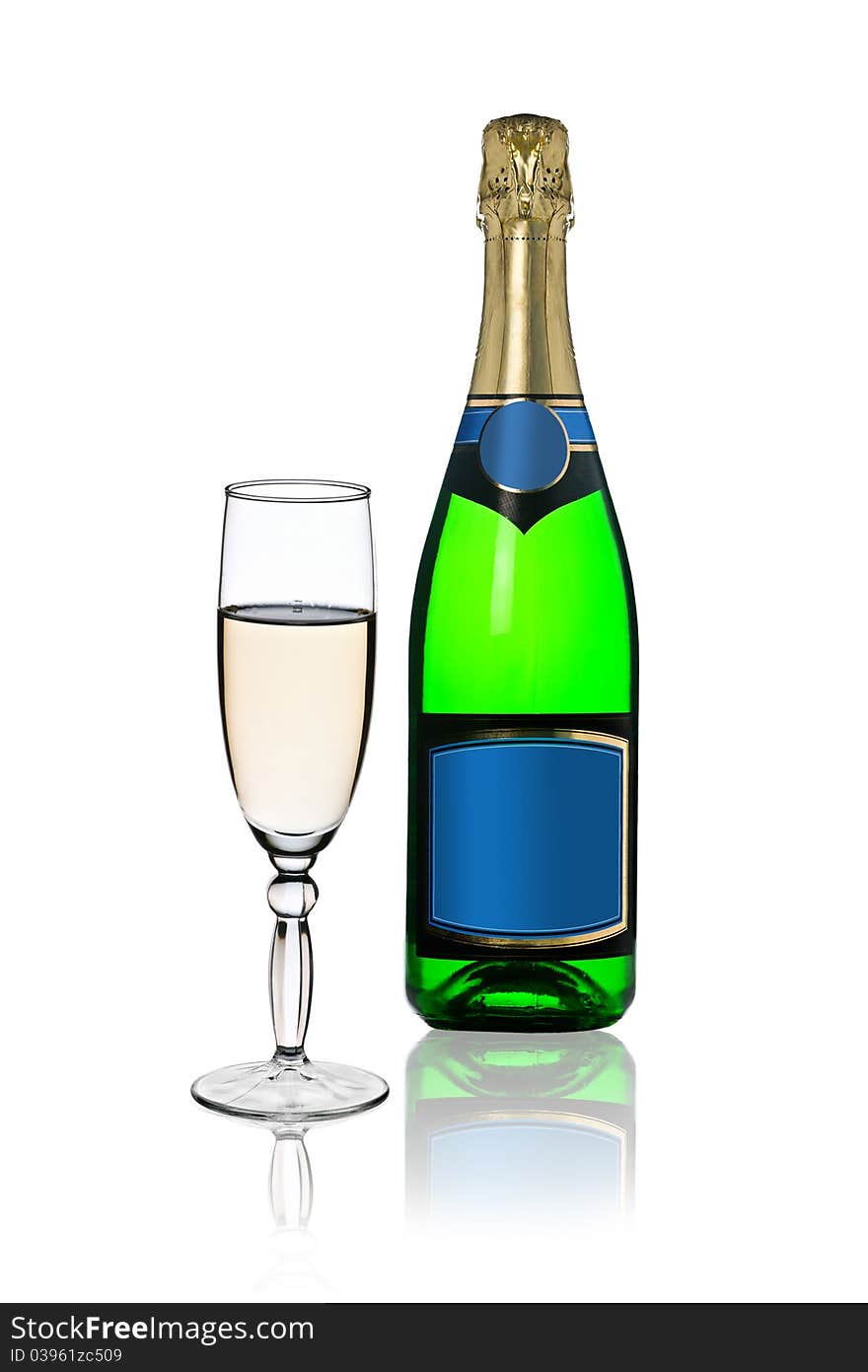 Champagne bottle isolated on white