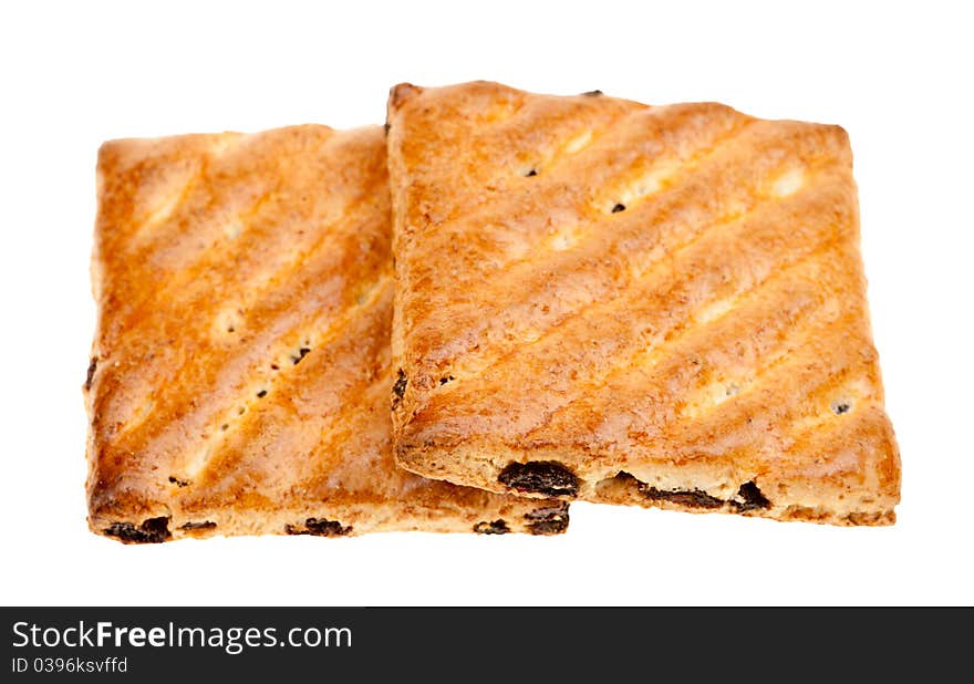 Whole wheat cookies with fruit isolated on a white background