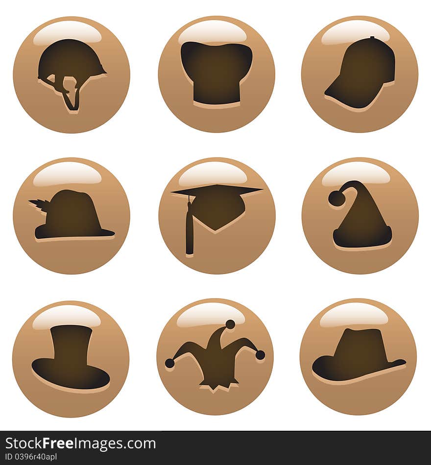 Set of hat with button vector