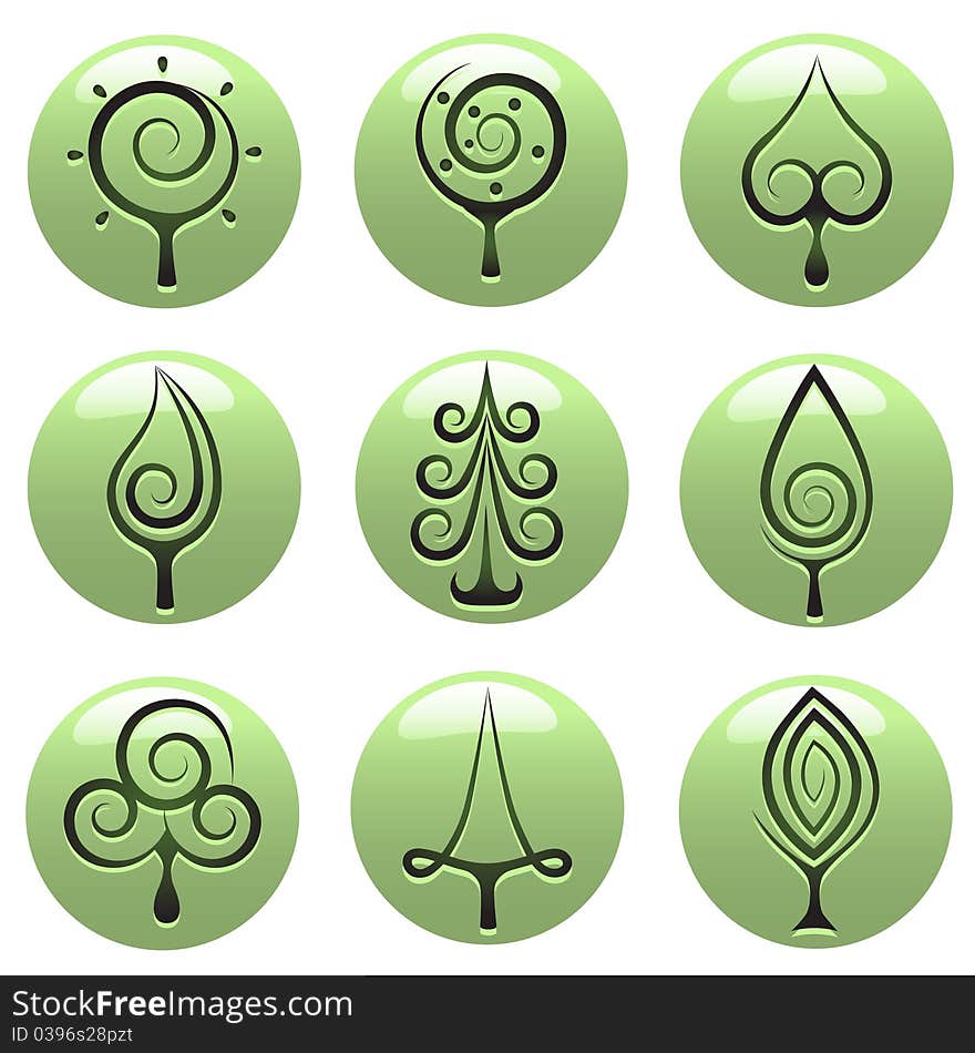 Set of tree icons vector