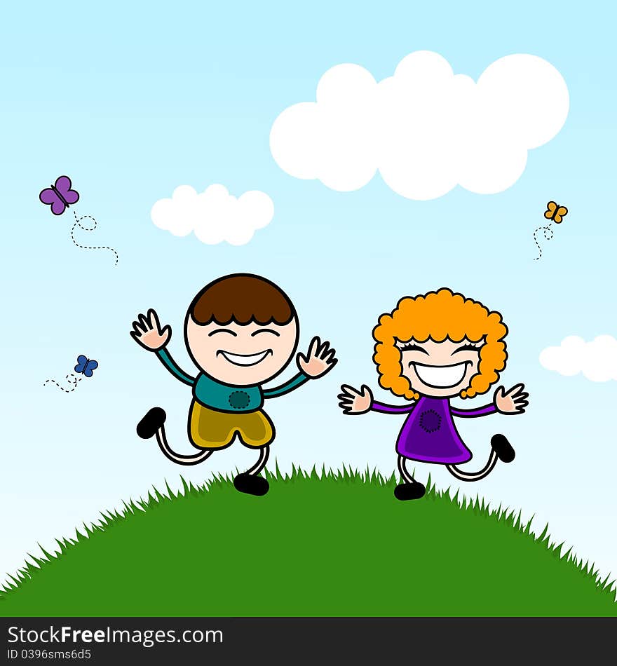 Happy cute kids background vector