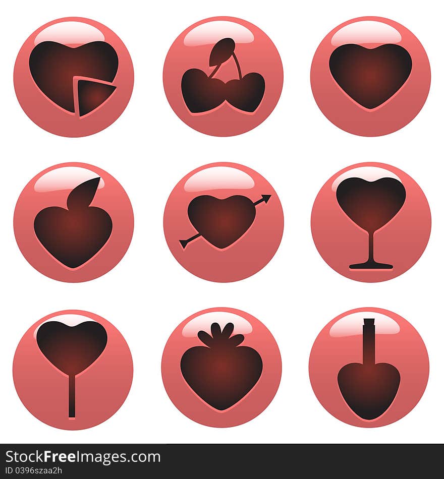 Set of hearts button vector. Set of hearts button vector