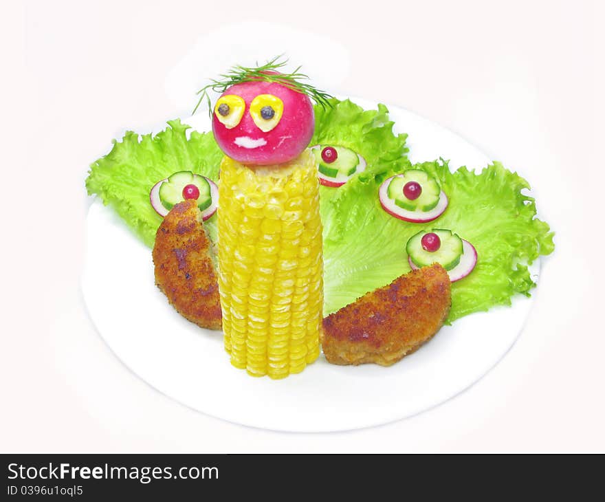 Creative Vegetable Peacock Bird With Corn