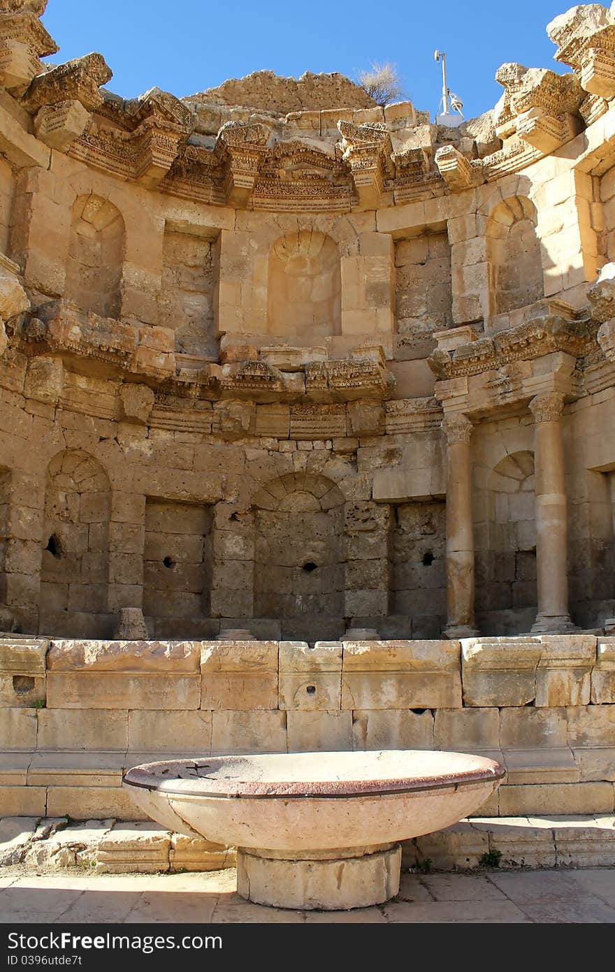 Nymphaeum. Ruins of the Greco-Roman city of Gerasa. Ancient Jerash, in Jordan. Nymphaeum. Ruins of the Greco-Roman city of Gerasa. Ancient Jerash, in Jordan.