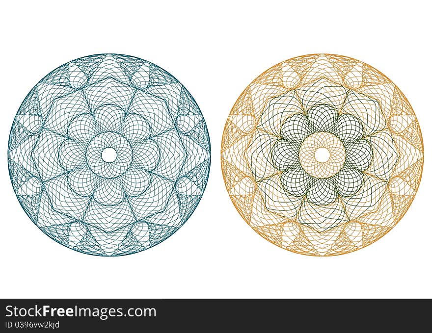 Guilloche rosette, pattern for currency, certificate or diplomas. Guilloche rosette, pattern for currency, certificate or diplomas