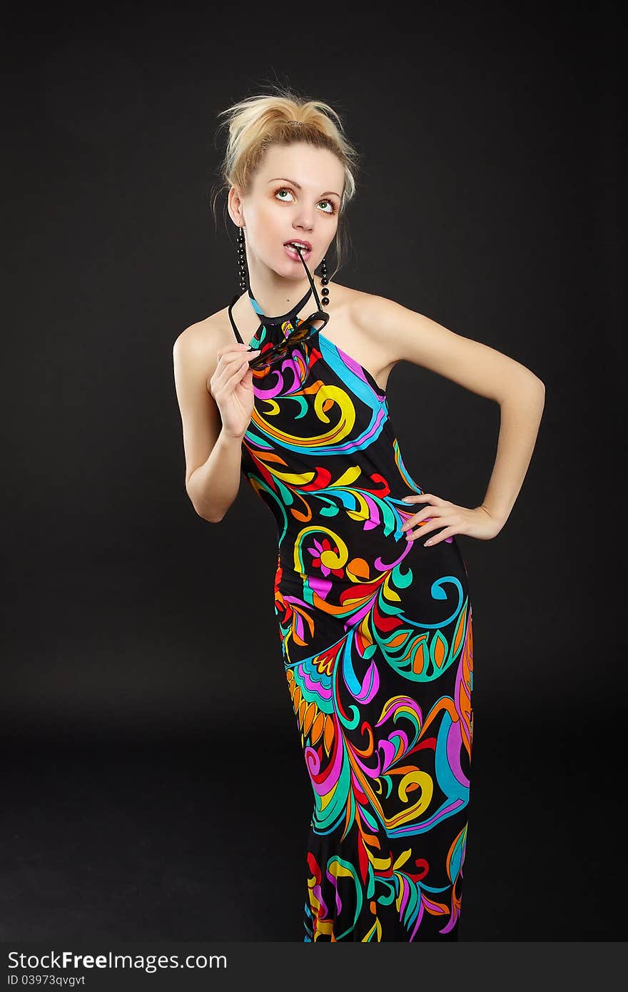 Lady In Multicolor Dress