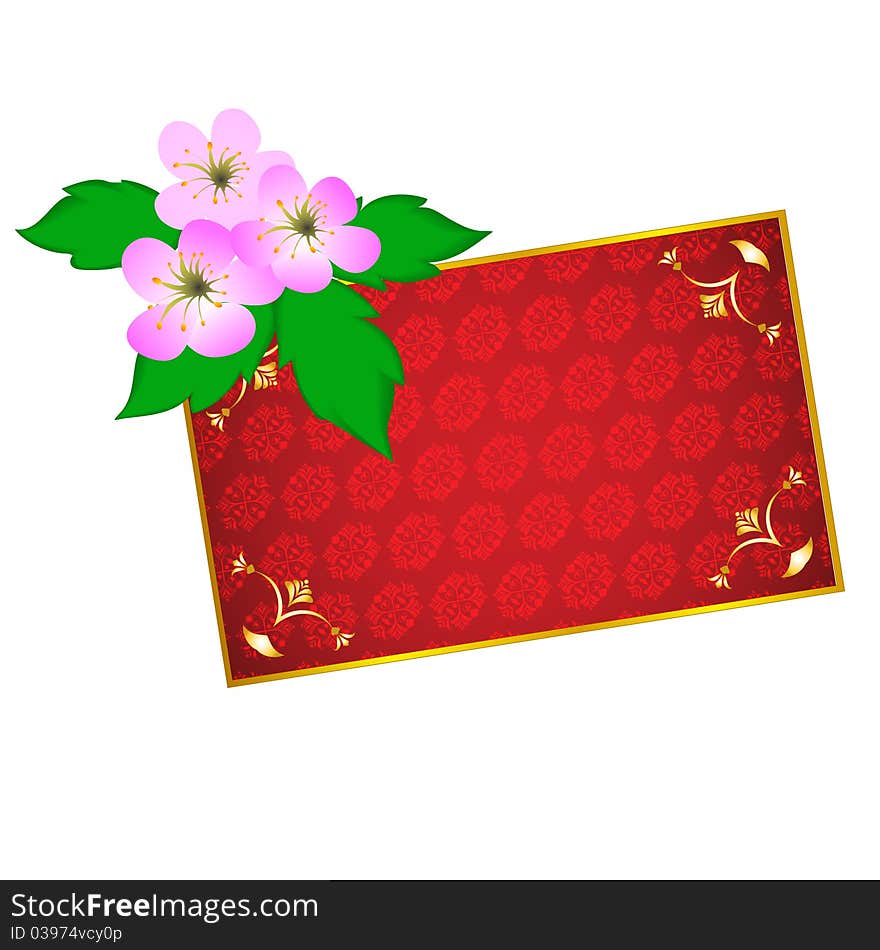 Elegant vintage frame with flower. Vector illustration.