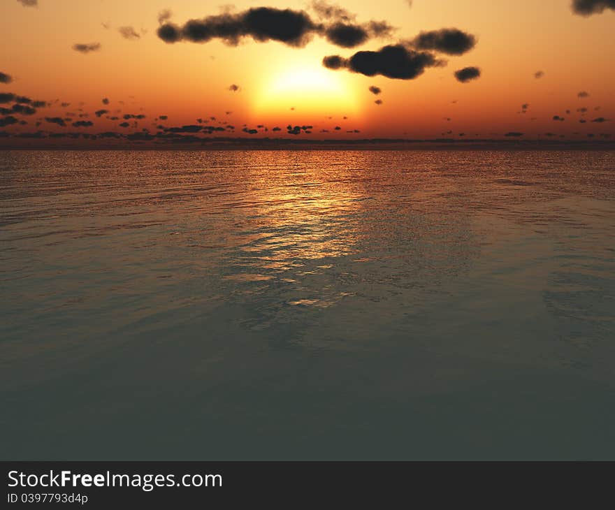 Sunset over the ocean