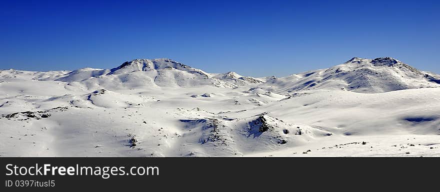 High mountains under snow in the winter