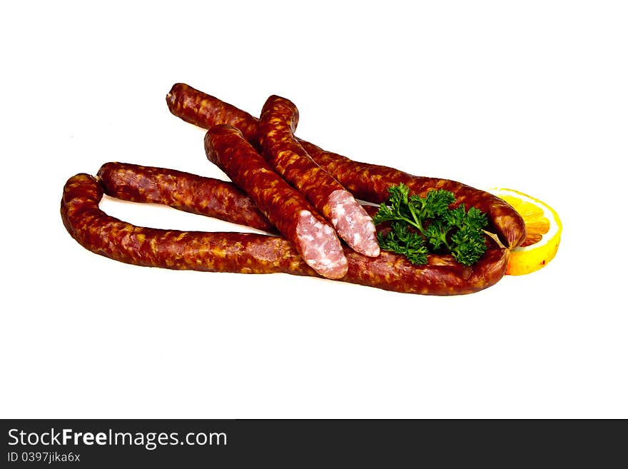 Delicious sausages handmade by the butcher with traditional recipe