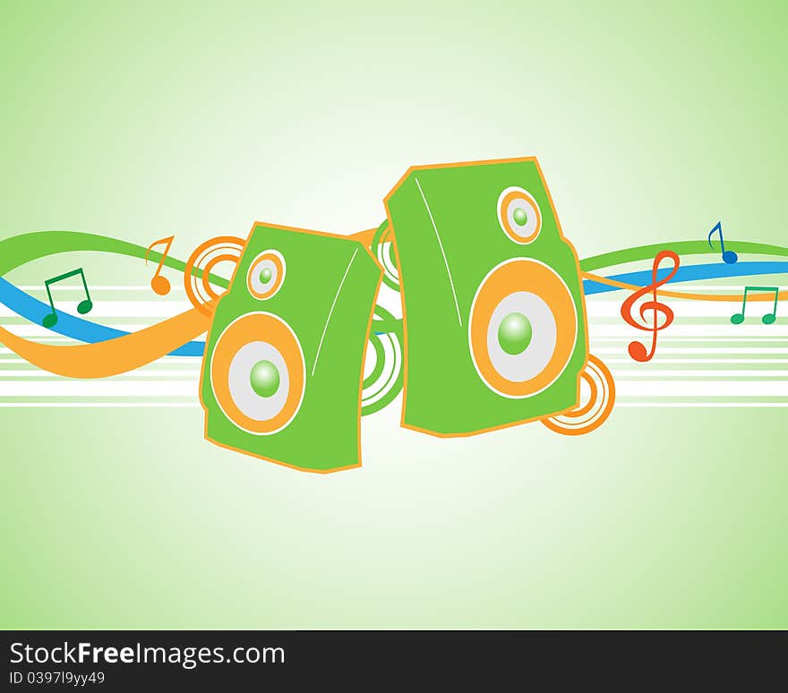 Vector illustration musical theme with speakers.