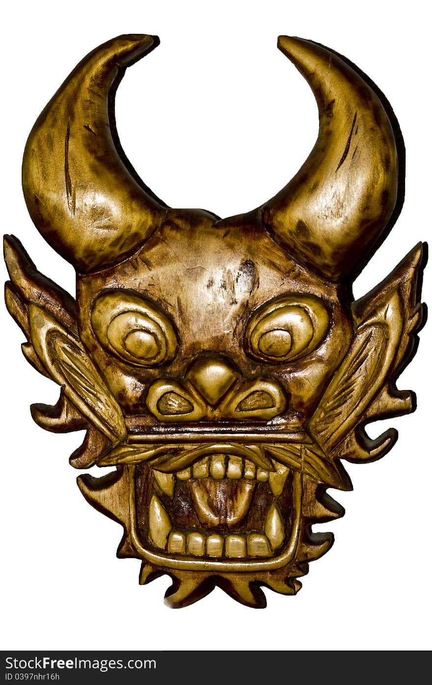 An artwork representing a head of a demon. An artwork representing a head of a demon