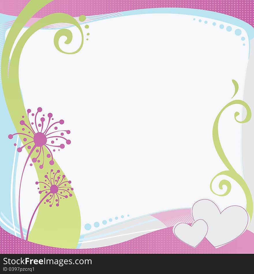 A vector illustration of a dandelion and heart frame background. A vector illustration of a dandelion and heart frame background.