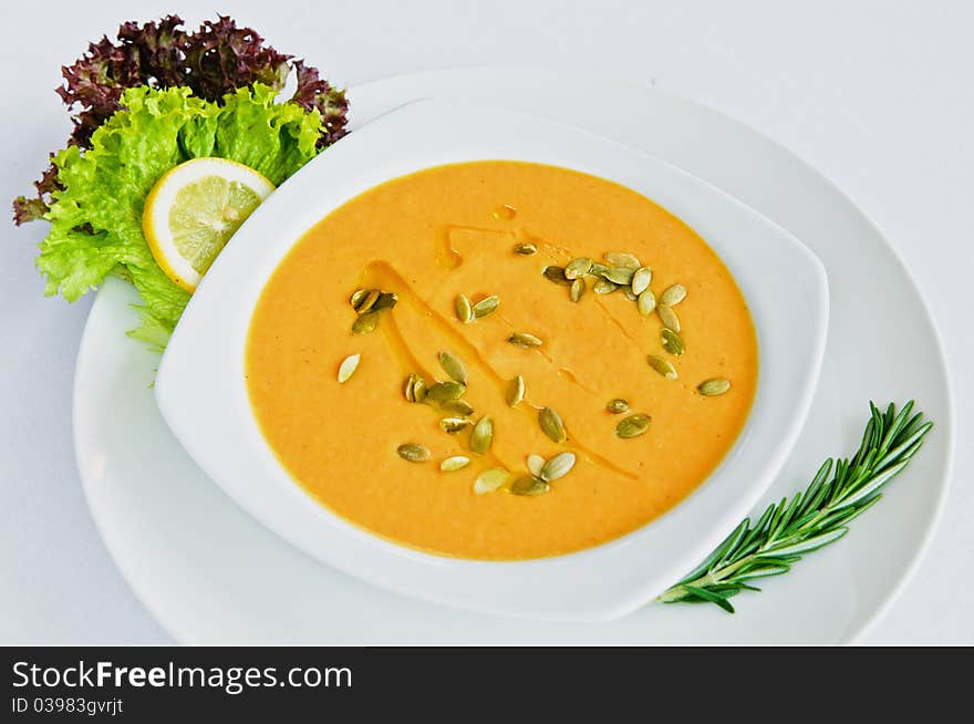 Bowls of vegetable soup in a Mexican restaurant. Bowls of vegetable soup in a Mexican restaurant