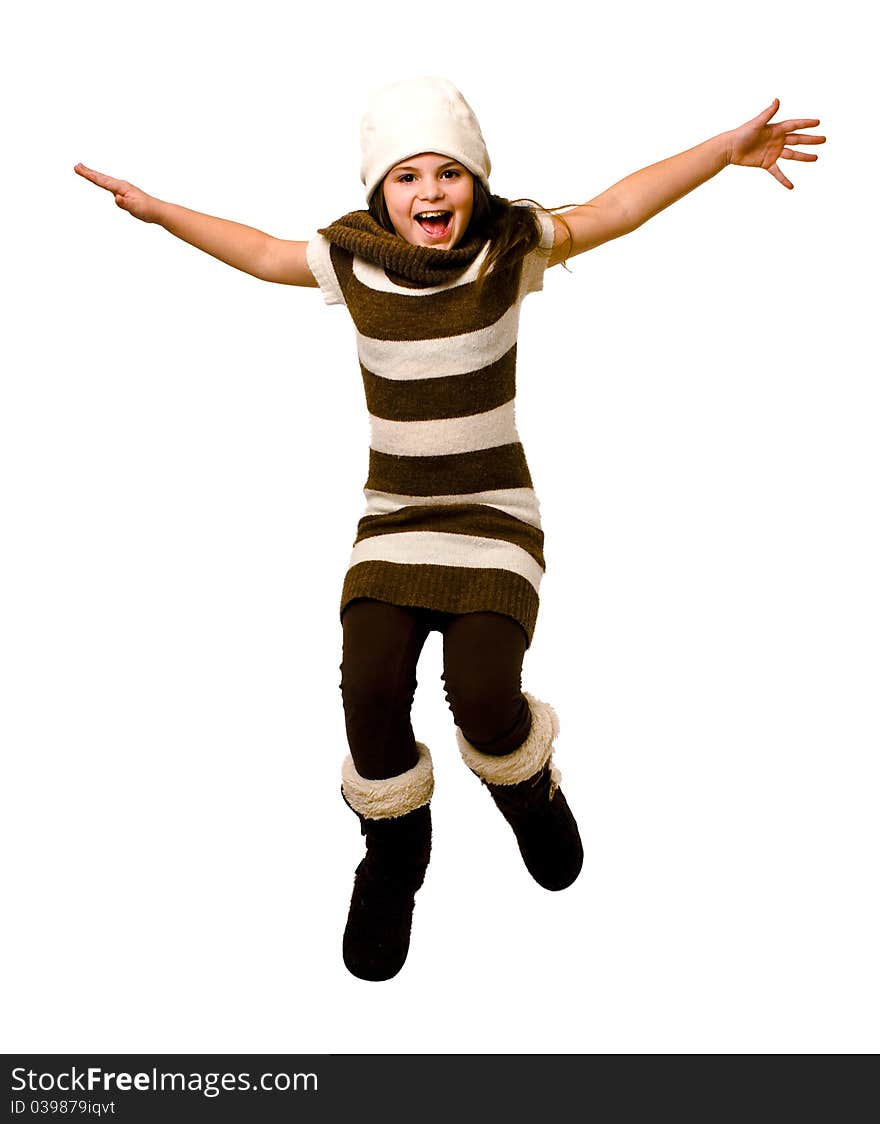 A picture of a young girl Jumping for Joy