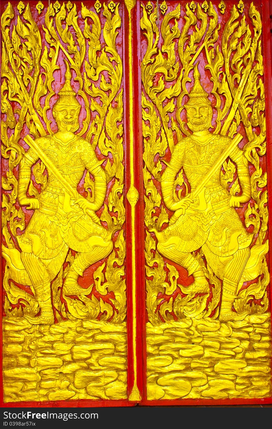 Thai style carved door