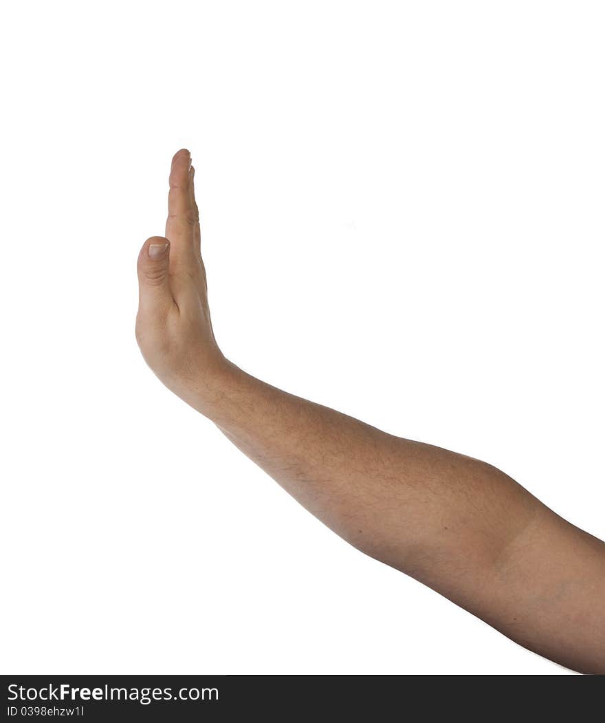 Hand shows the sign for Stop