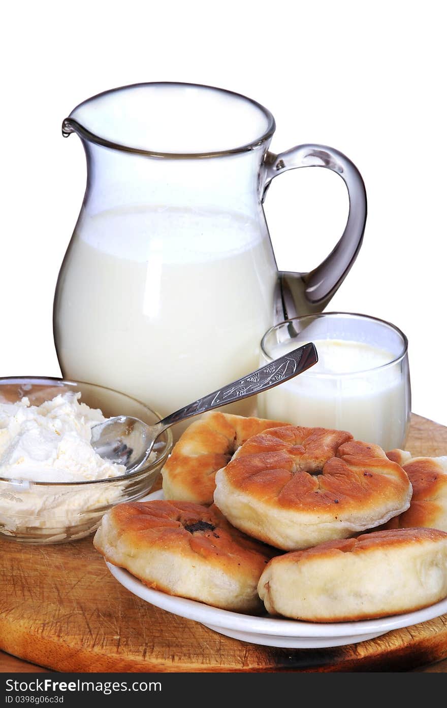 Milk, sour cream and pies.