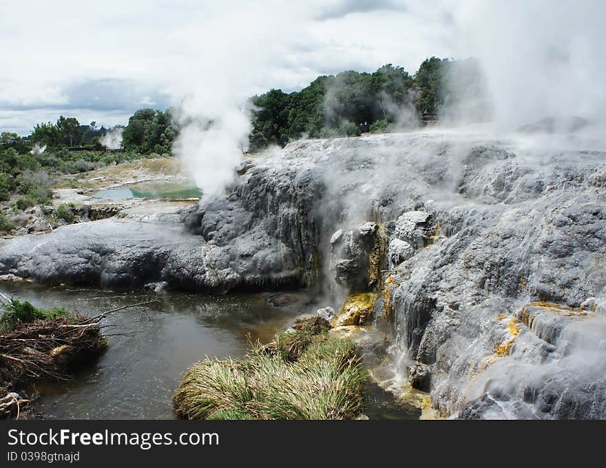 Geysers and sulphur formations