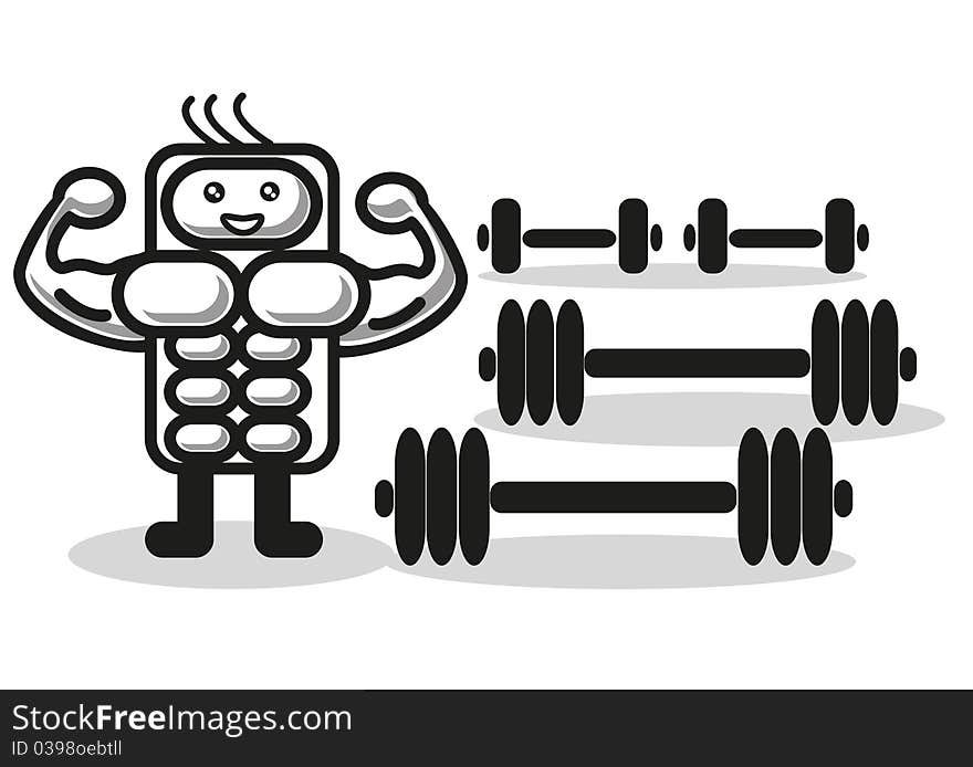 Funny muscleman created by   used for fitness icon