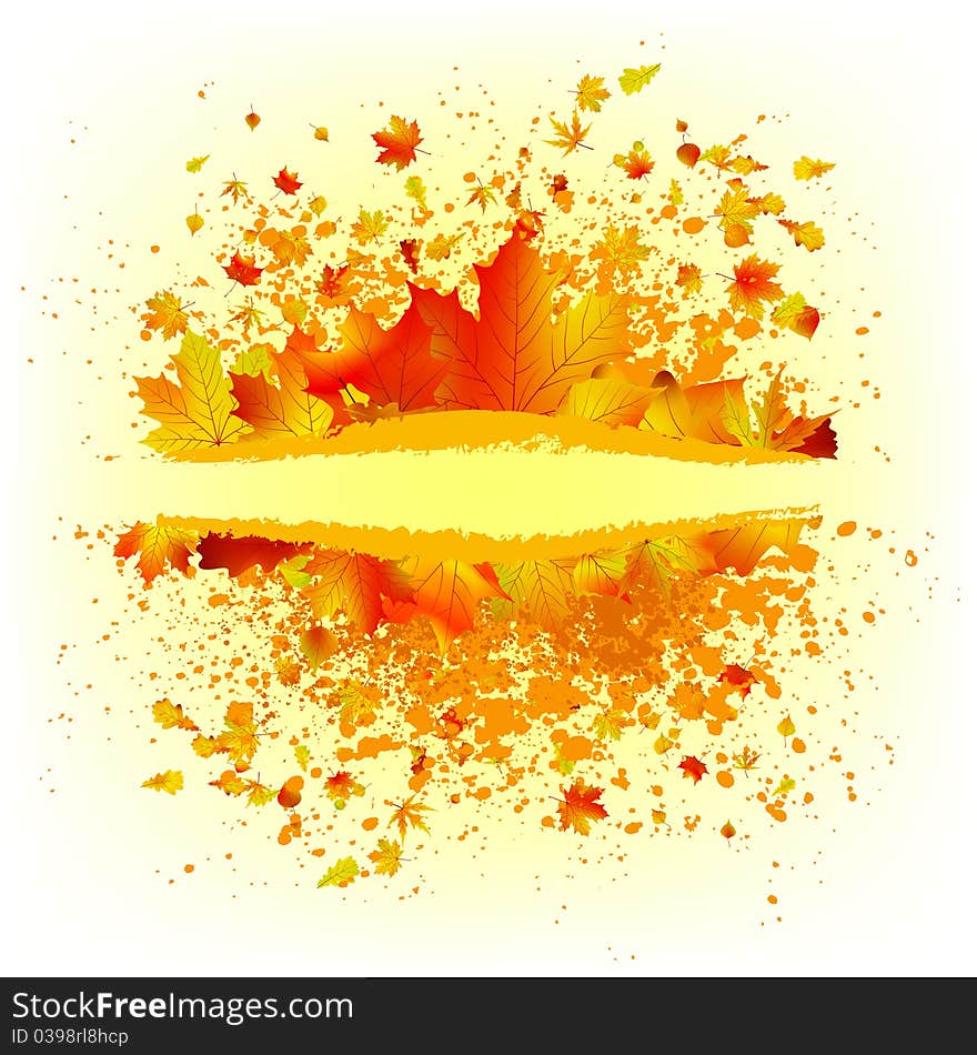 Autumn leaves background card template. EPS 8 file included