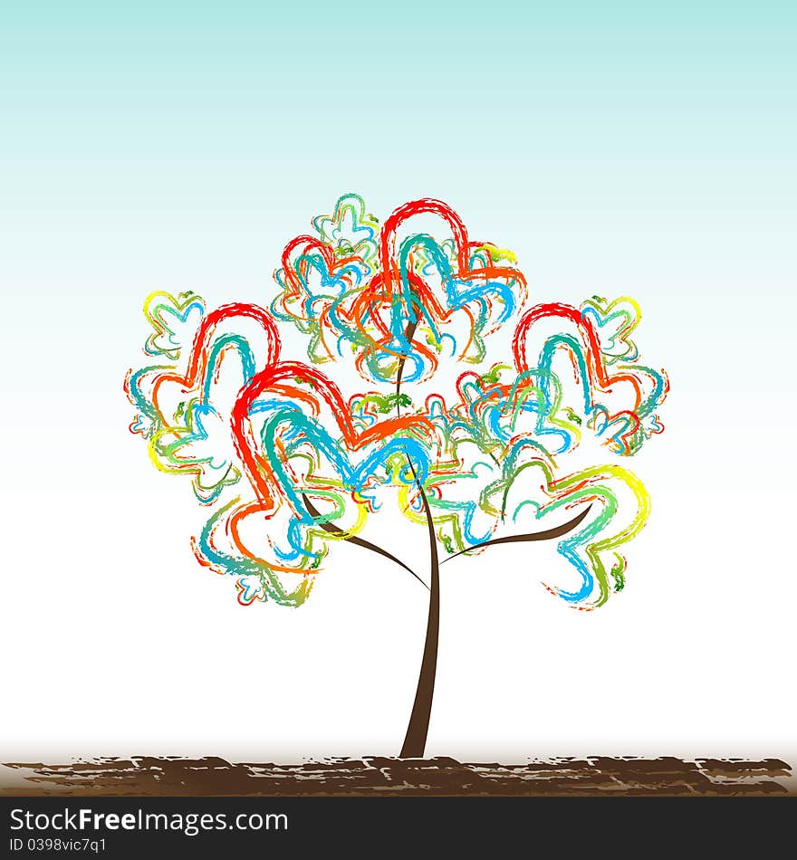 Illustration of abstract tree on isolated background