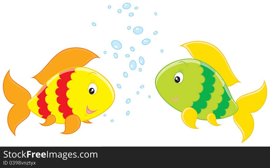 Vector clip-art of colorful tropical fishes talking of this and that. Vector clip-art of colorful tropical fishes talking of this and that