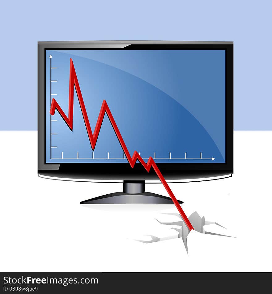 Illustration of lcd with business graph