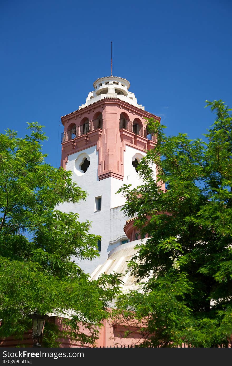 Tower between trees