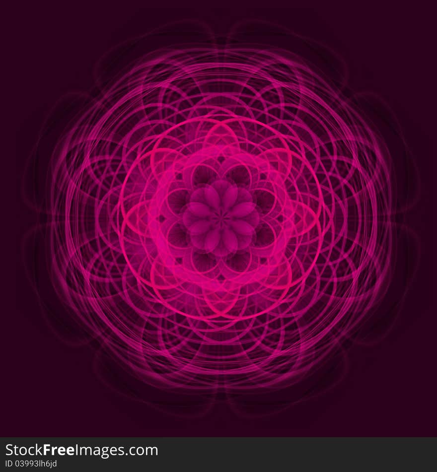 Abstract pink circle on a dark background. Abstract pink circle on a dark background